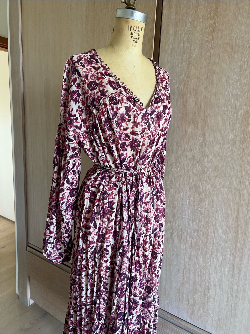 Doen Plum and Ivory Floral Wrap Maxi Dress
